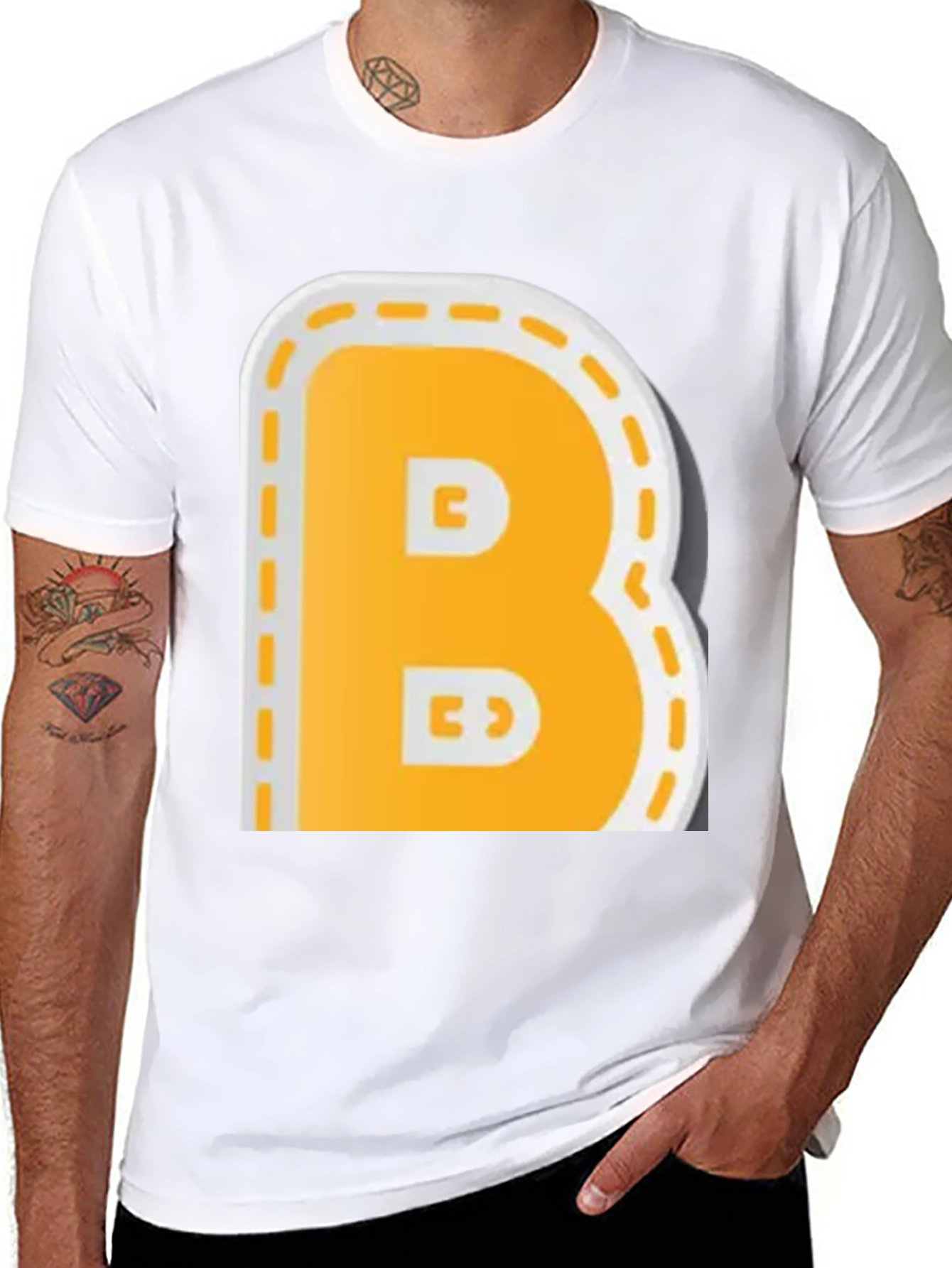 Letter B Graphic T-Shirt - Casual Black Tee