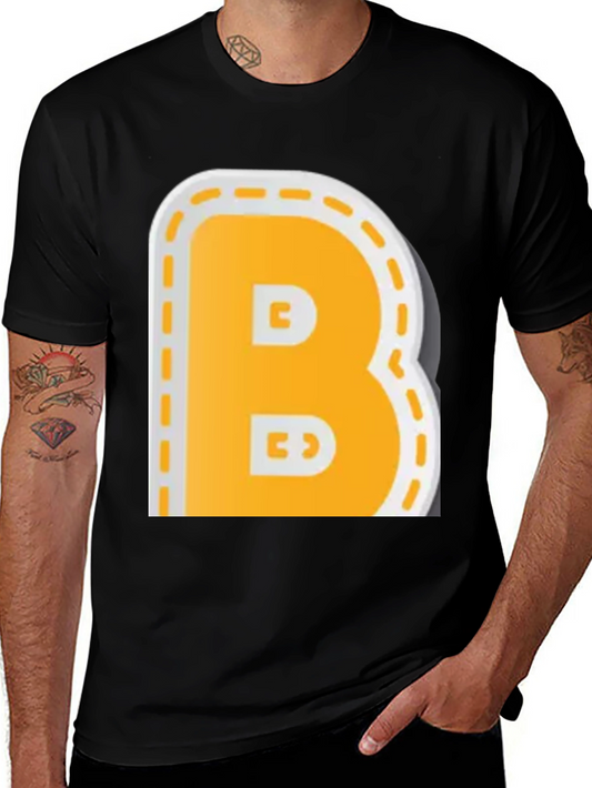 Letter B Graphic T-Shirt - Casual Black Tee