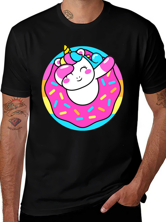 Unicorn Donut Graphic Tee - Cute & Comfy Black T-Shirt