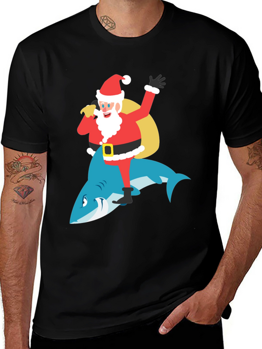 Santa Riding Shark Graphic Tee