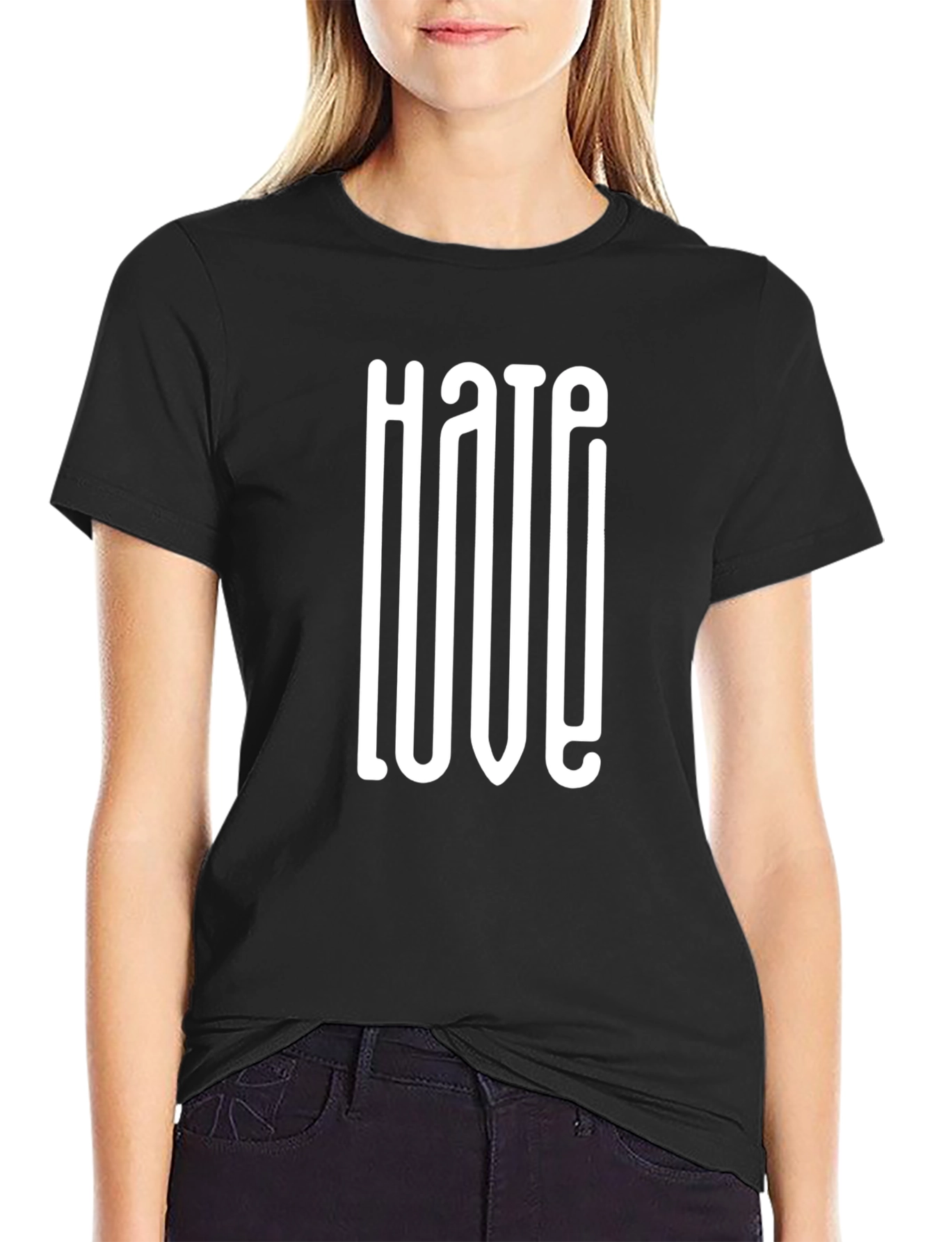 Hate Love Black Graphic Tee for Men
