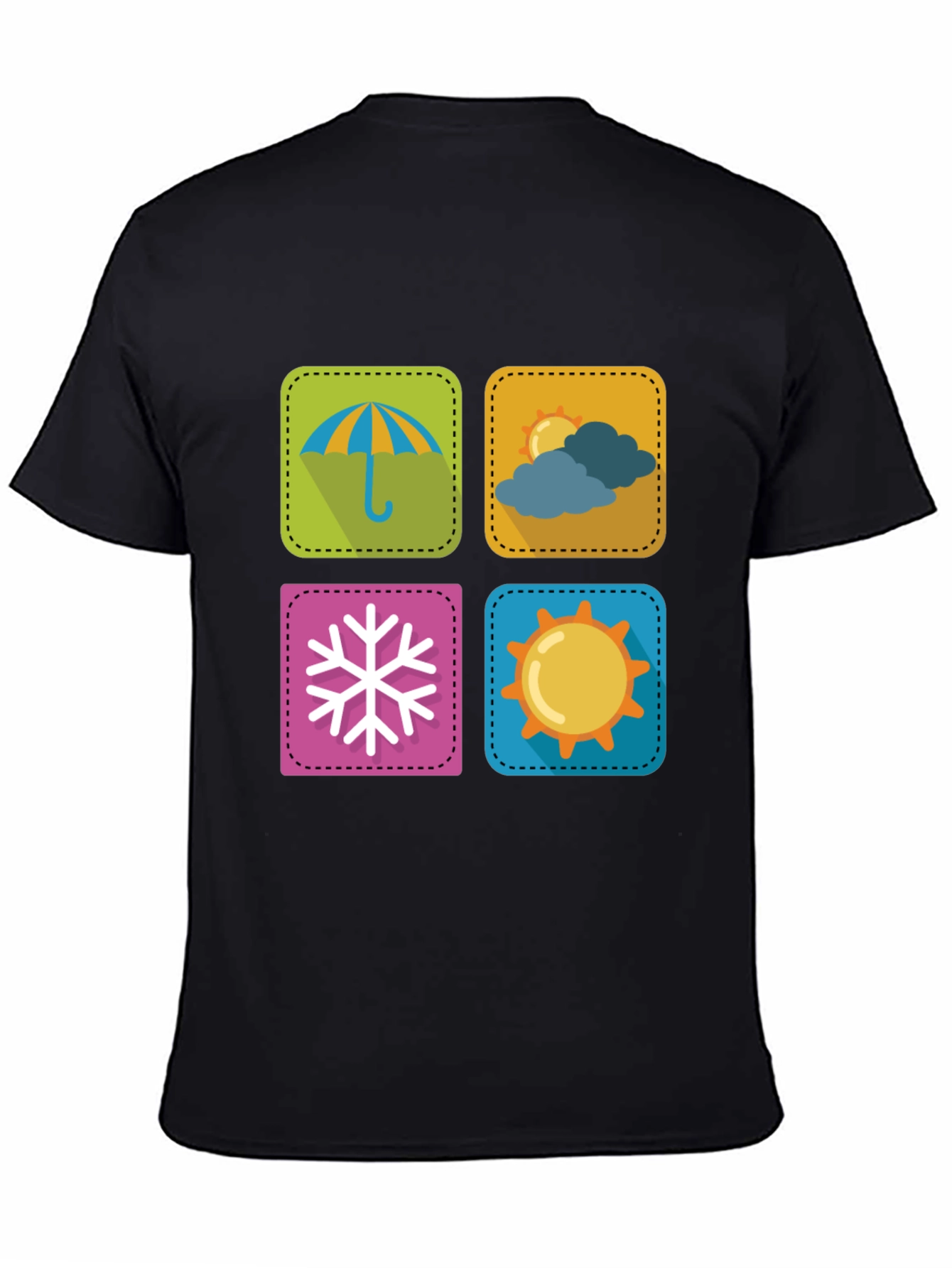 Weather Icon Graphic Print Black T-Shirt