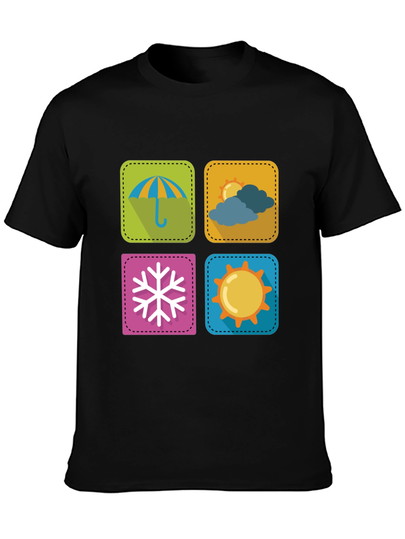 Weather Icon Graphic Print Black T-Shirt