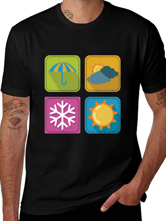 Weather Icon Graphic Print Black T-Shirt