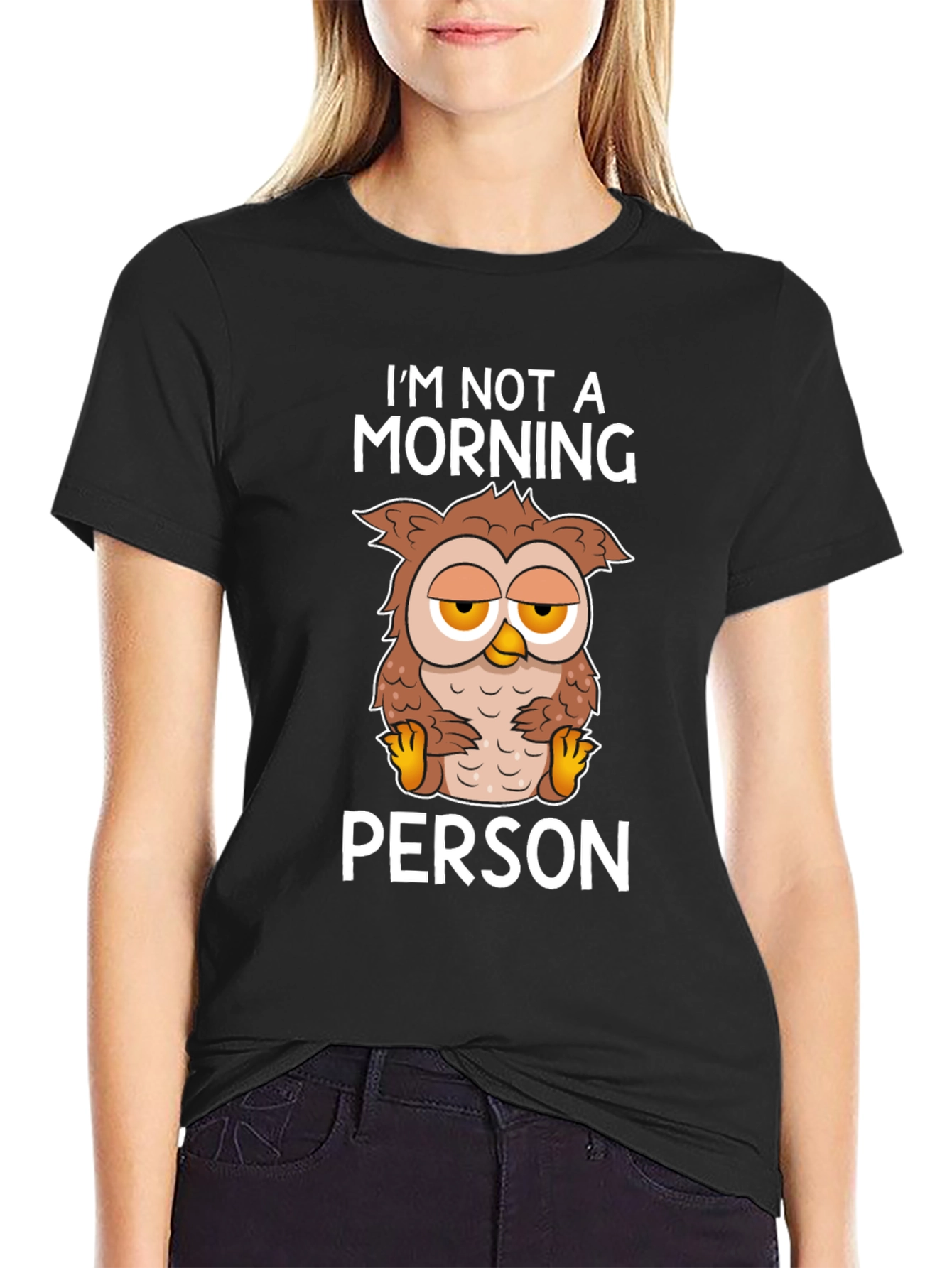 Im Not A Morning Person Owl Graphic Tee