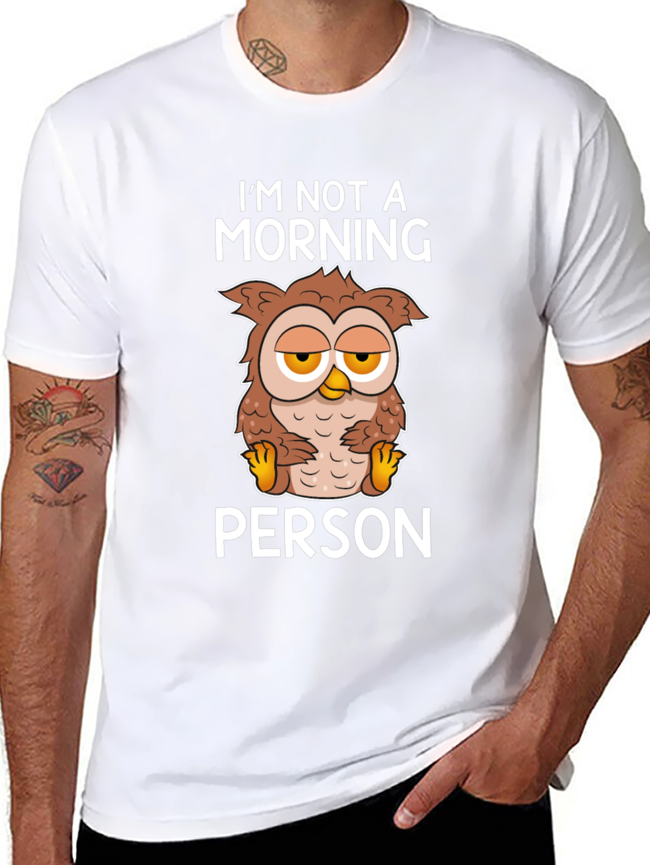 Im Not A Morning Person Owl Graphic Tee
