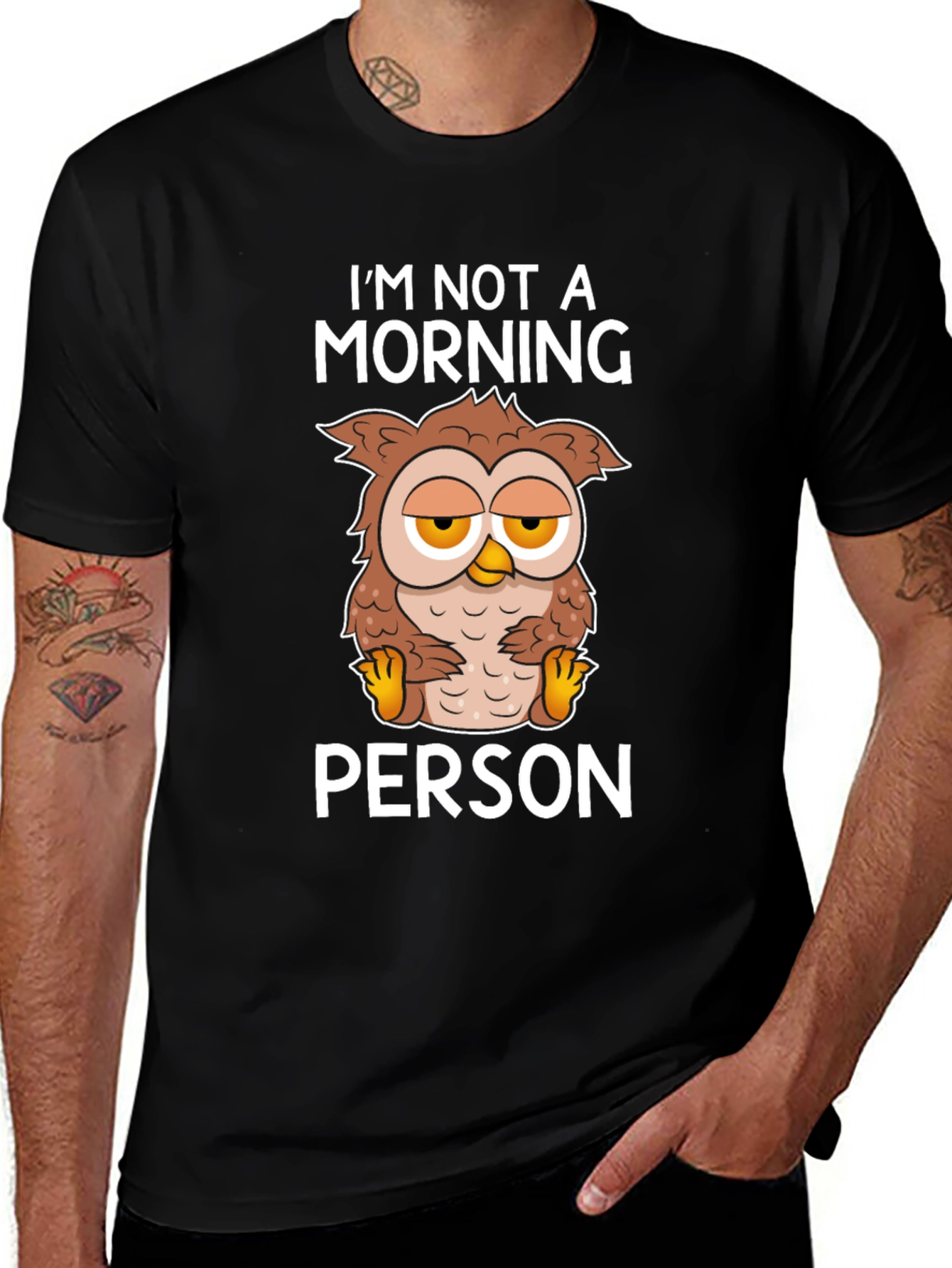 Im Not A Morning Person Owl Graphic Tee