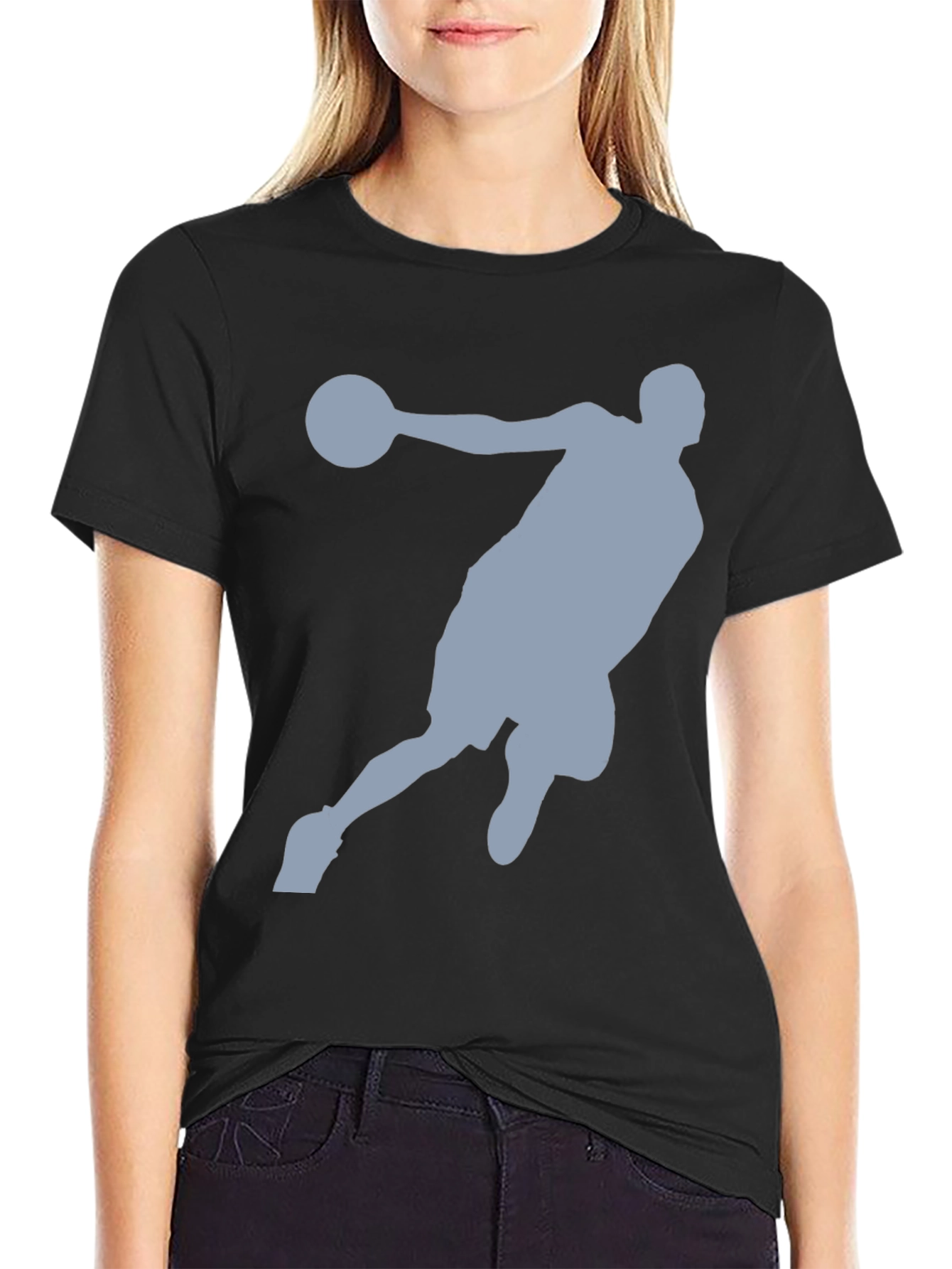 Basketball Player Graphic Tee - Black Cotton T-Shirt