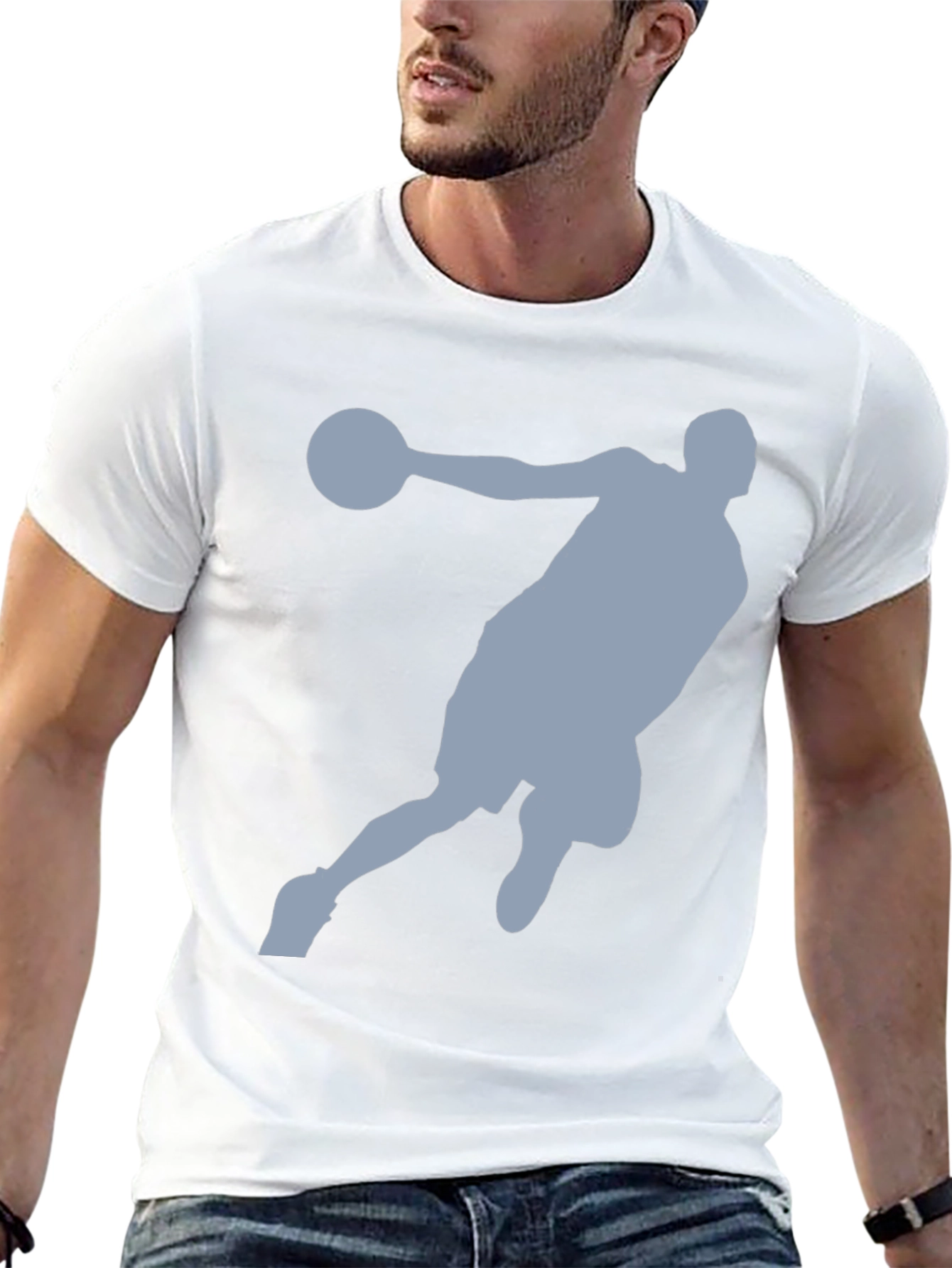 Basketball Player Graphic Tee - Black Cotton T-Shirt