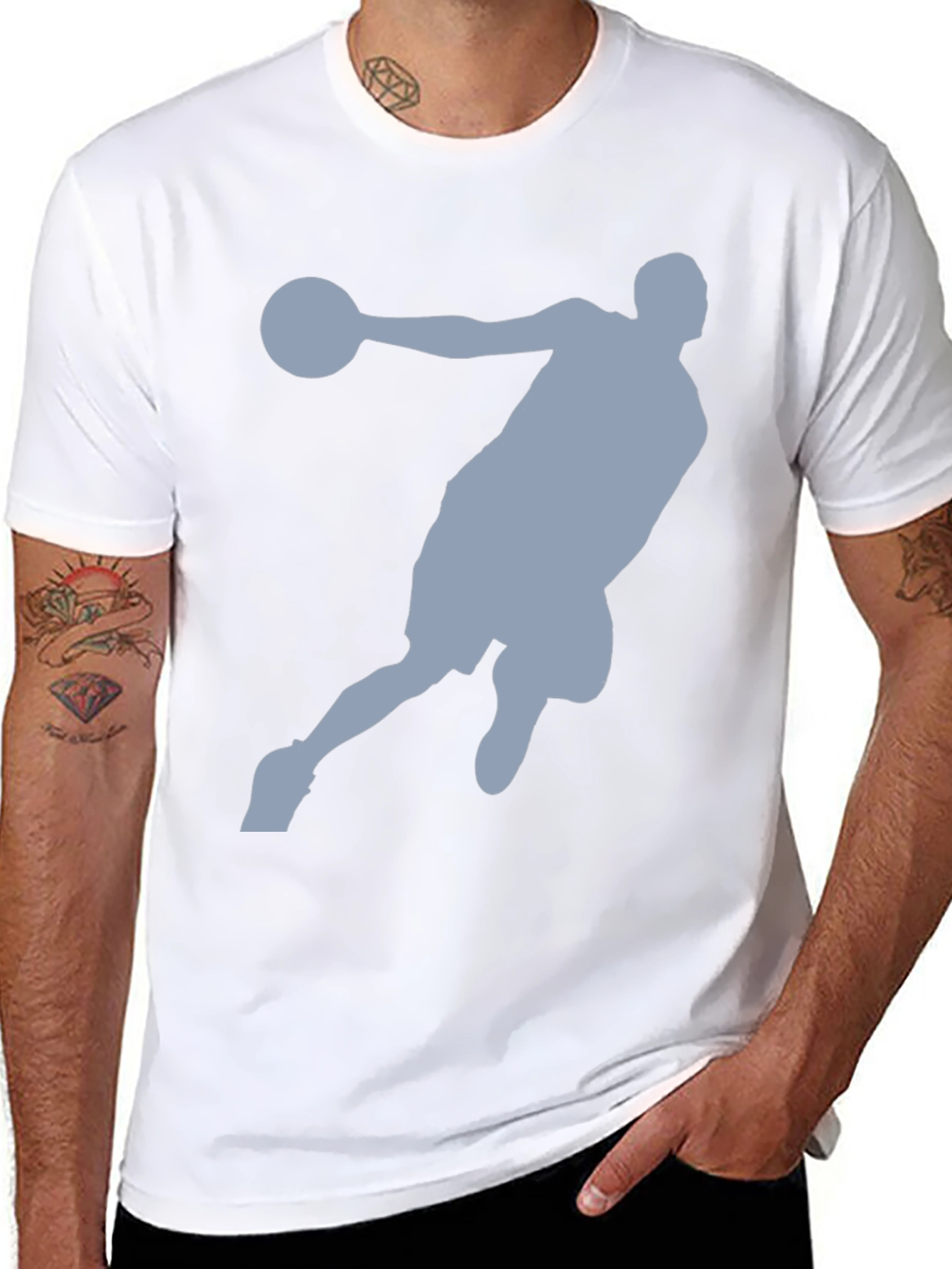 Basketball Player Graphic Tee - Black Cotton T-Shirt