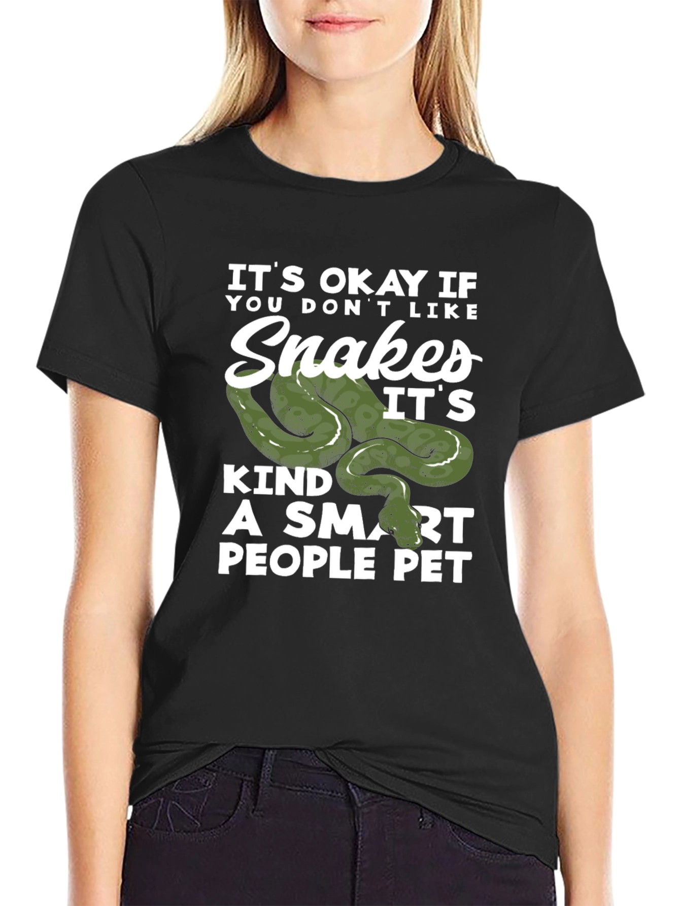 Snakes Smart People Pet Black T-Shirt
