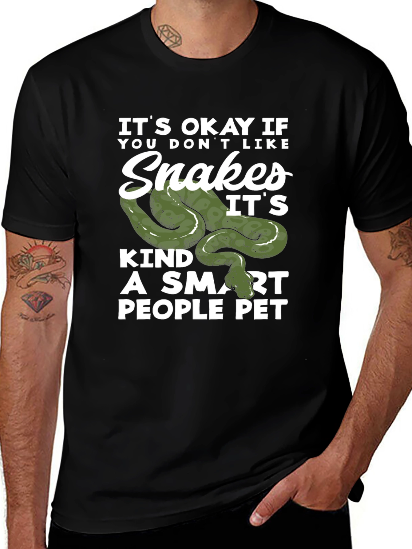 Snakes Smart People Pet Black T-Shirt
