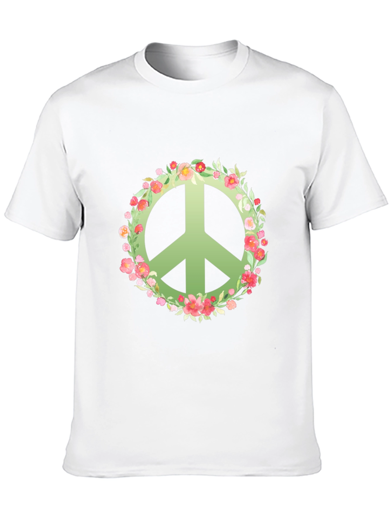 Floral Peace Sign Black T-Shirt