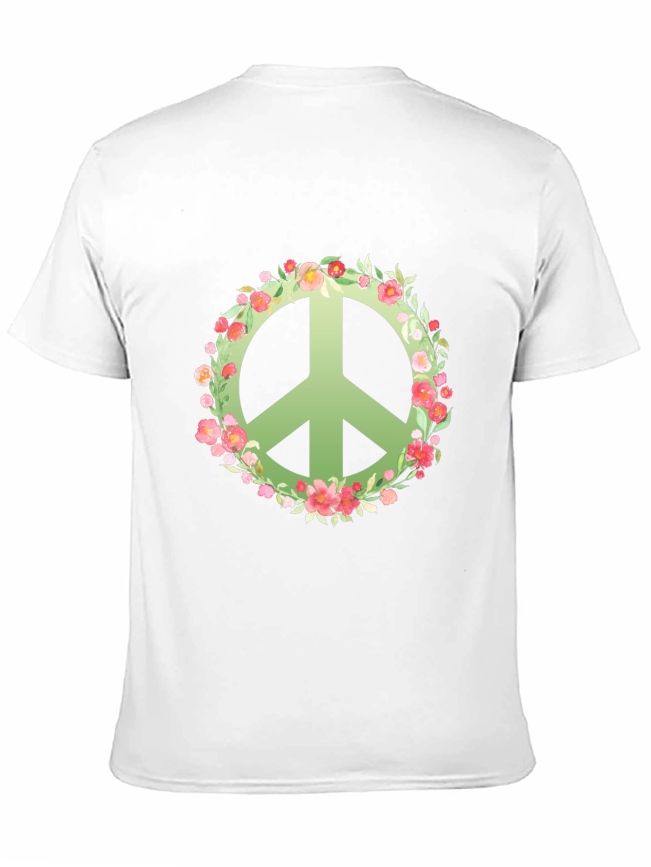 Floral Peace Sign Black T-Shirt