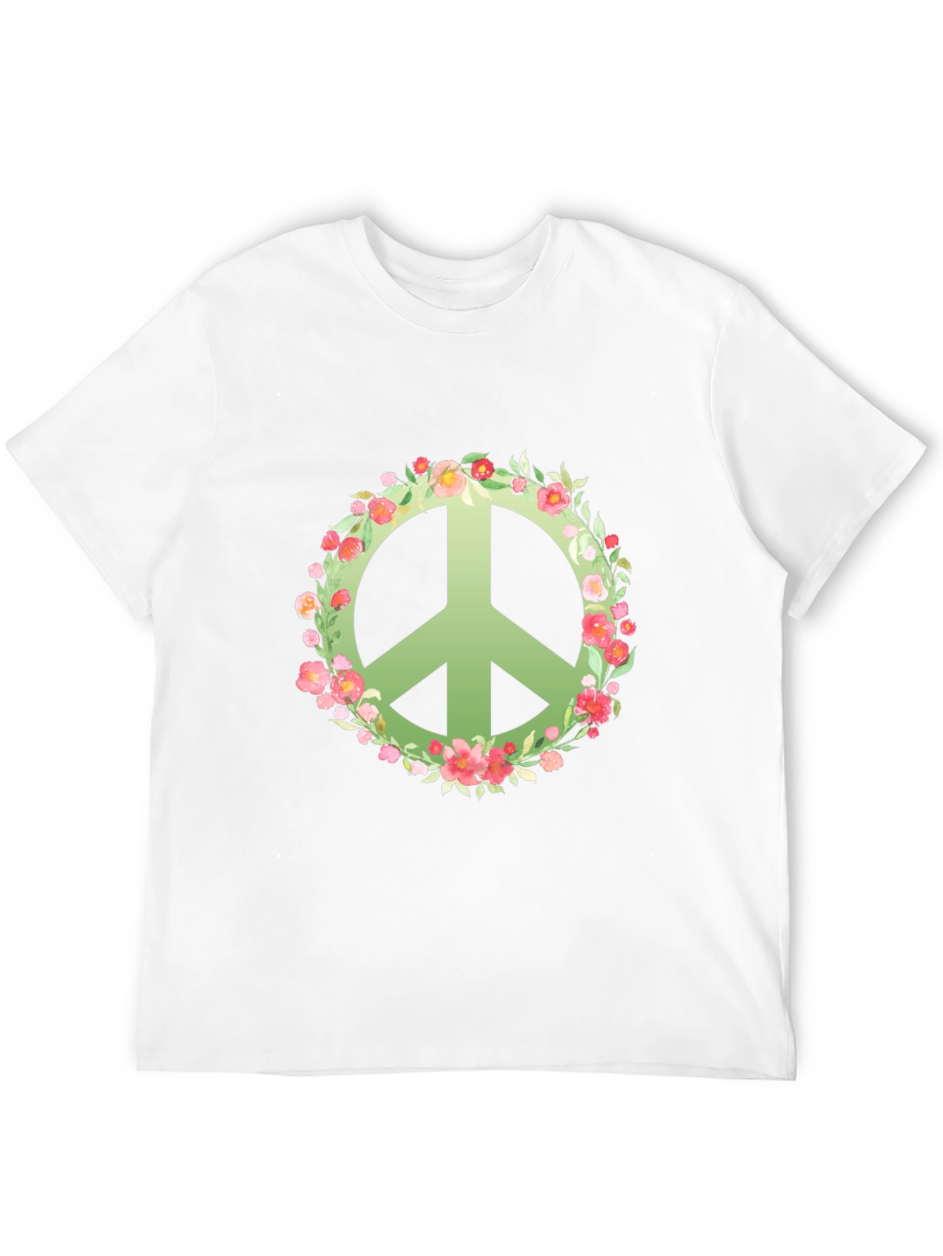 Floral Peace Sign Black T-Shirt