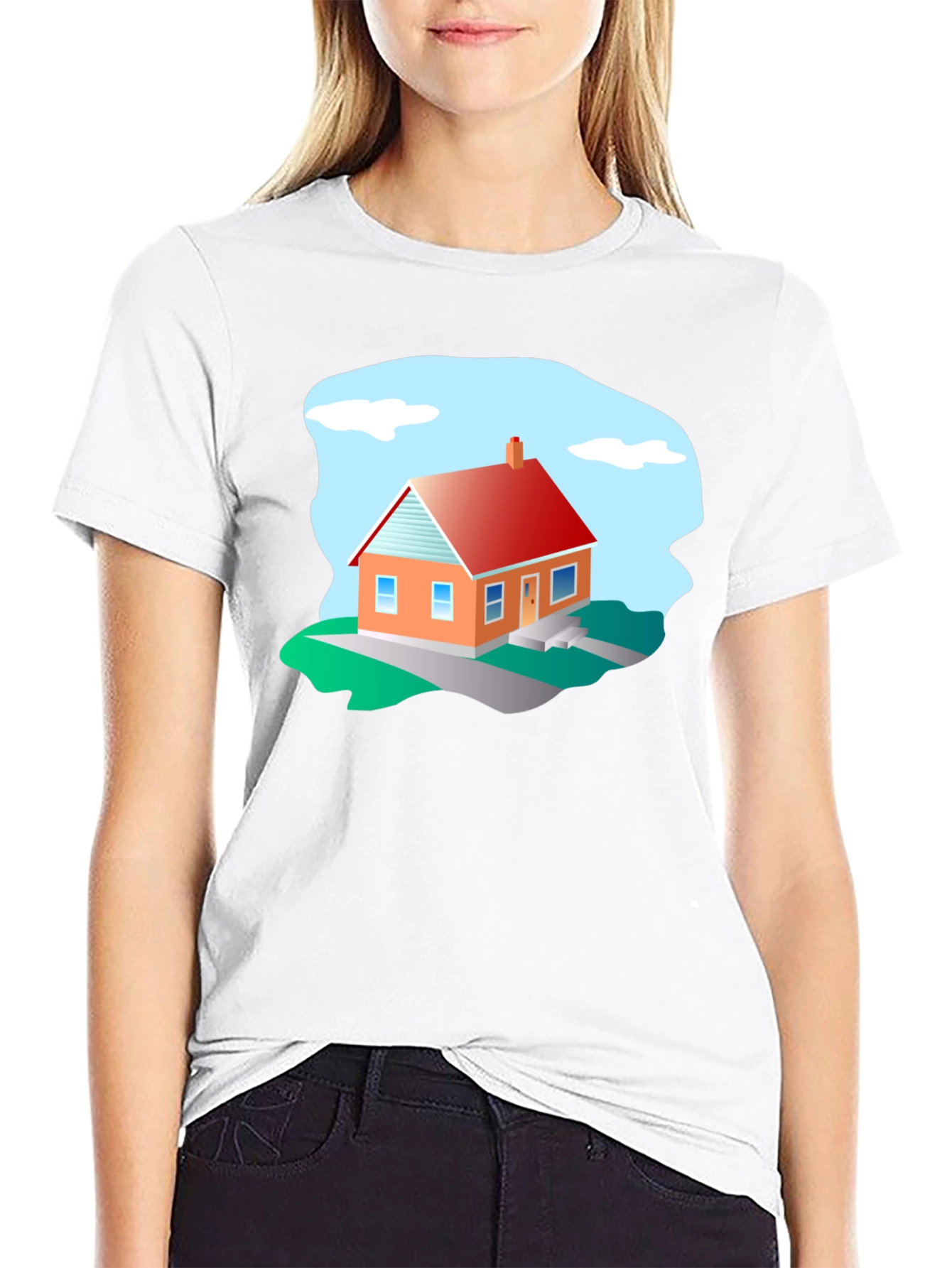 House Graphic T-Shirt - Black Cotton Tee