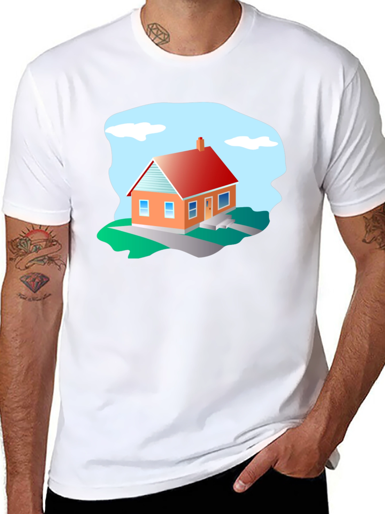 House Graphic T-Shirt - Black Cotton Tee