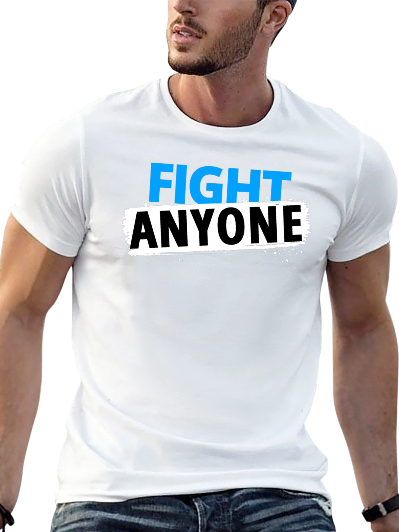 Fight Anyone Black Graphic T-Shirt