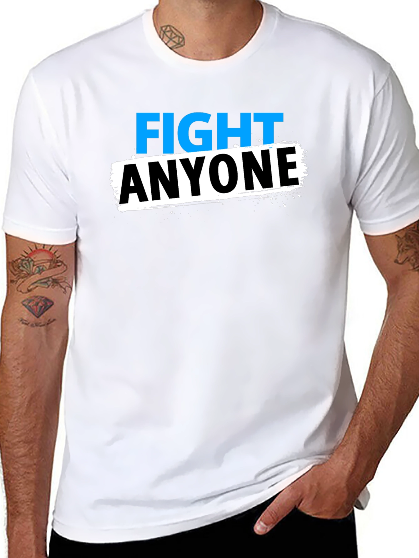 Fight Anyone Black Graphic T-Shirt