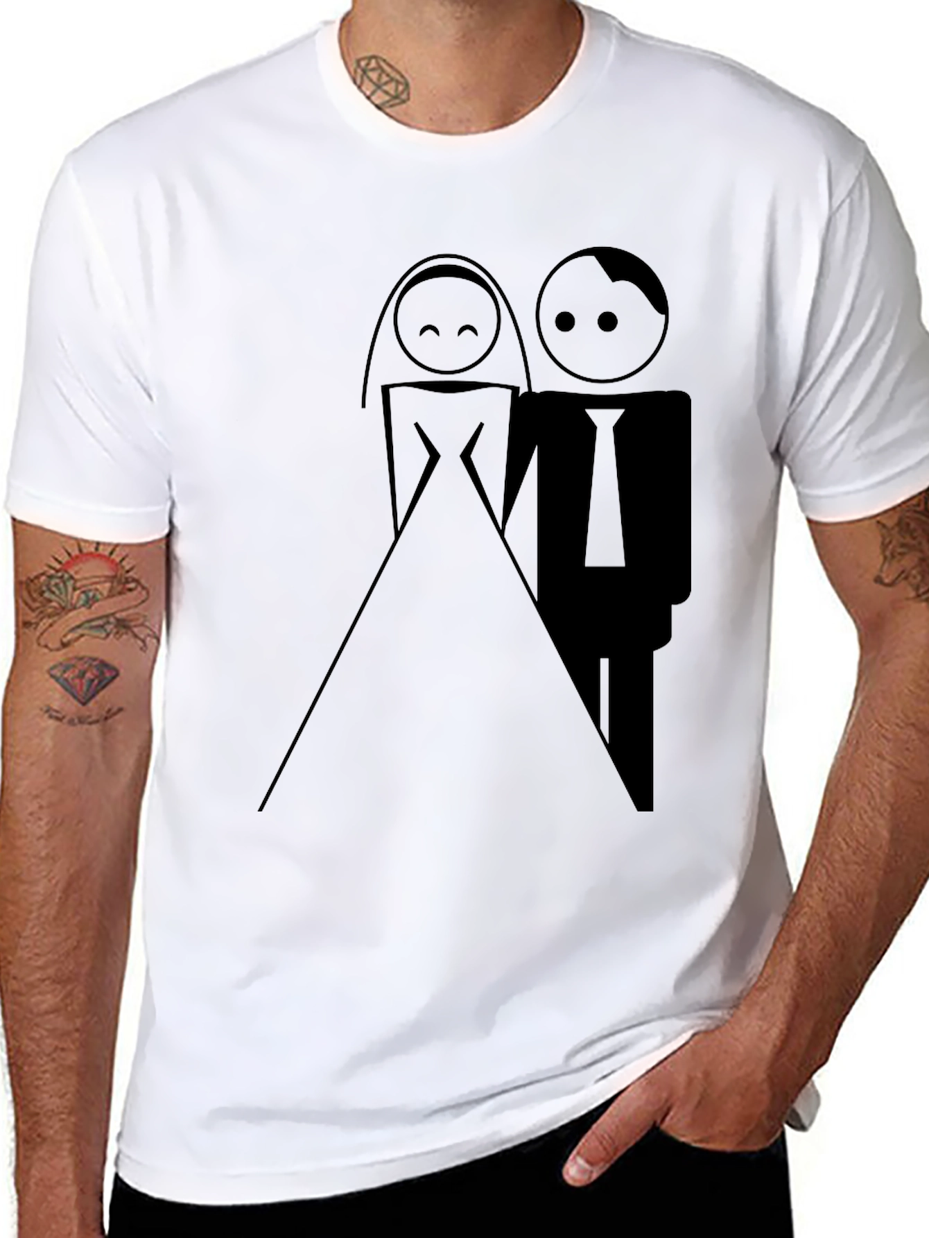 Bride & Groom Graphic Black Tee