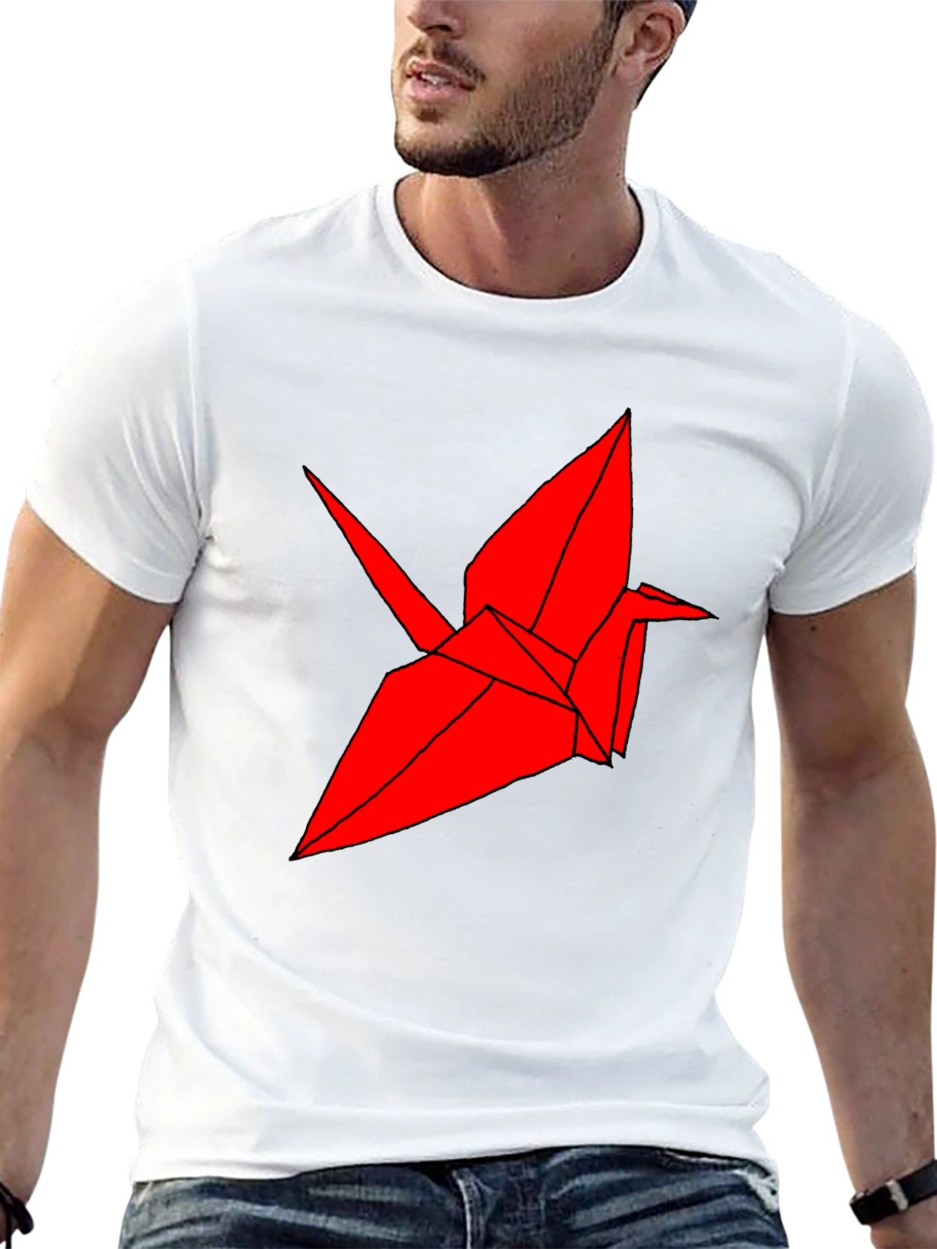 Origami Crane Graphic Tee - Cool Bird T-Shirt