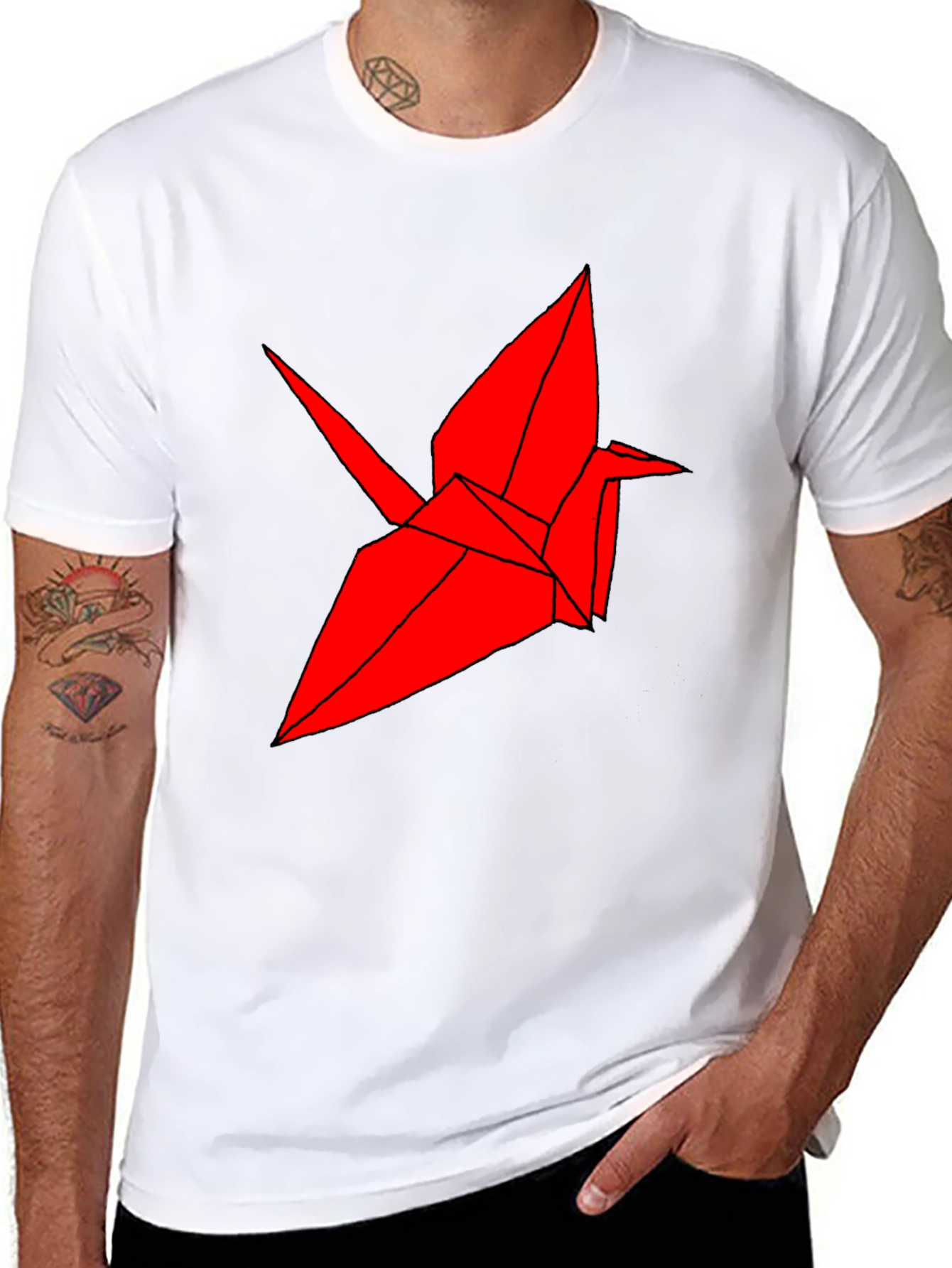 Origami Crane Graphic Tee - Cool Bird T-Shirt