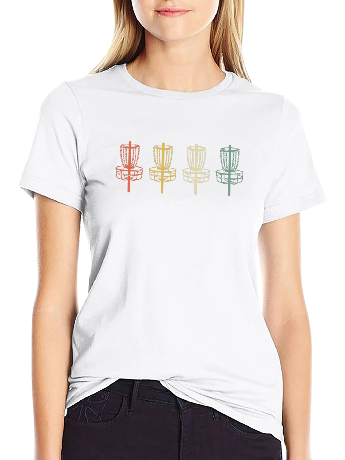Retro Disc Golf T-Shirt - Four Basket Design