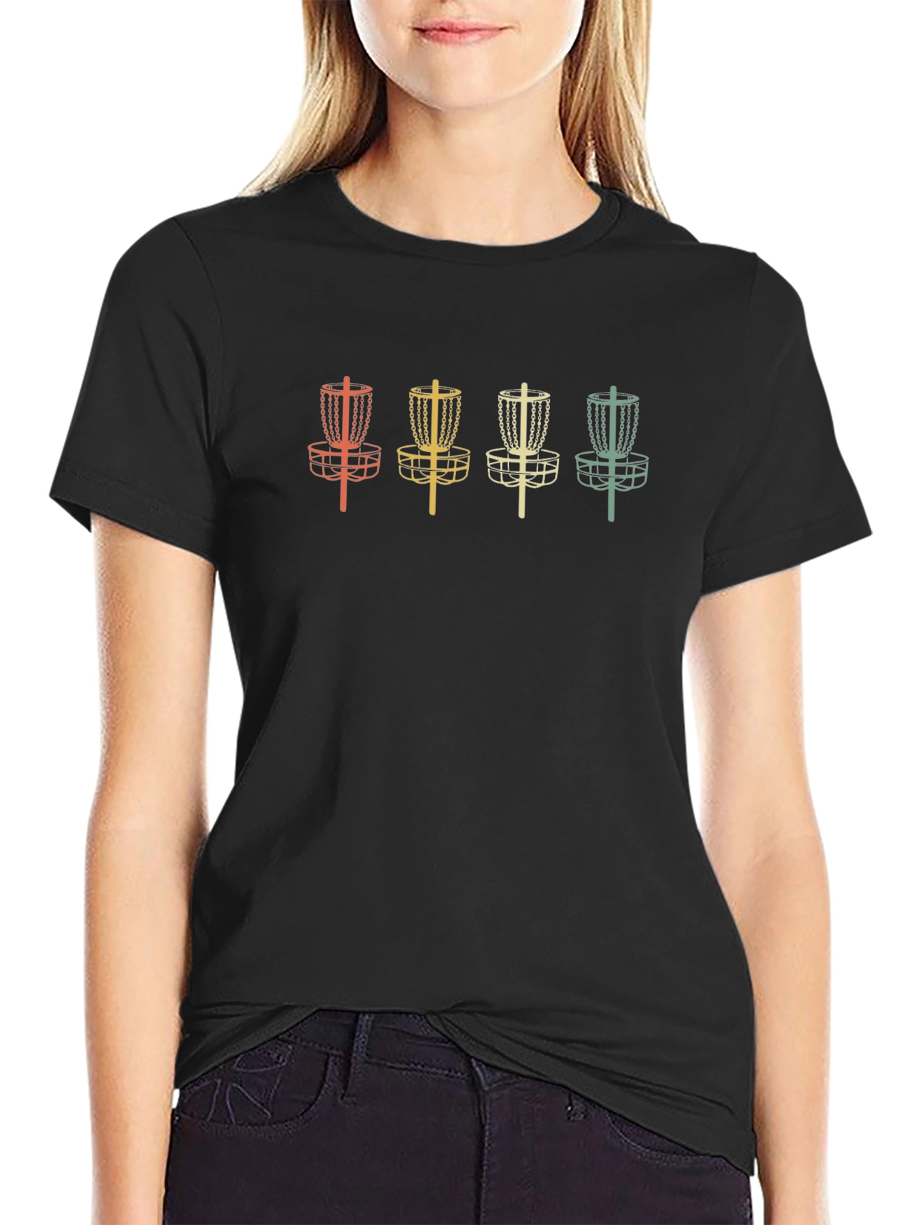 Retro Disc Golf T-Shirt - Four Basket Design