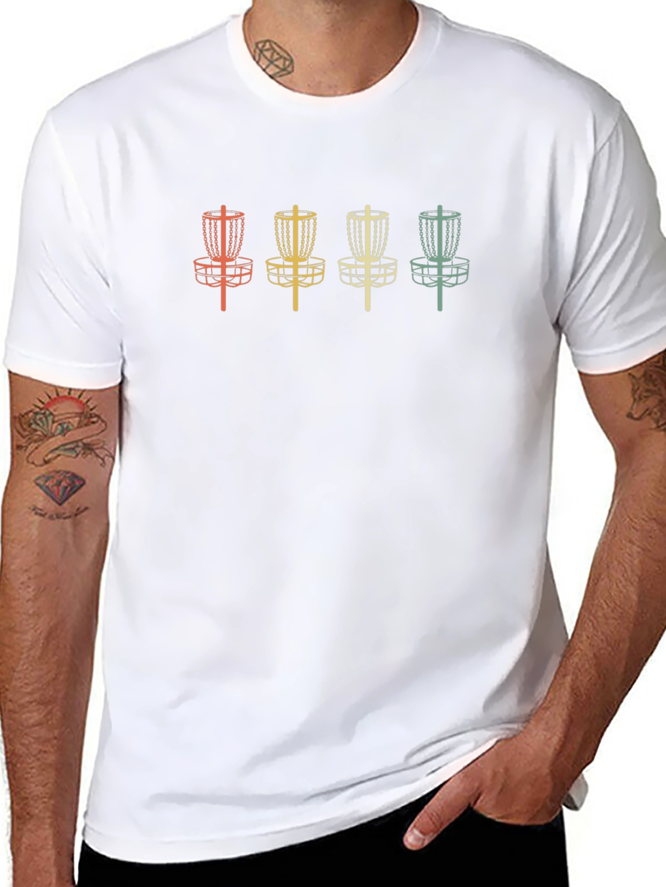 Retro Disc Golf T-Shirt - Four Basket Design