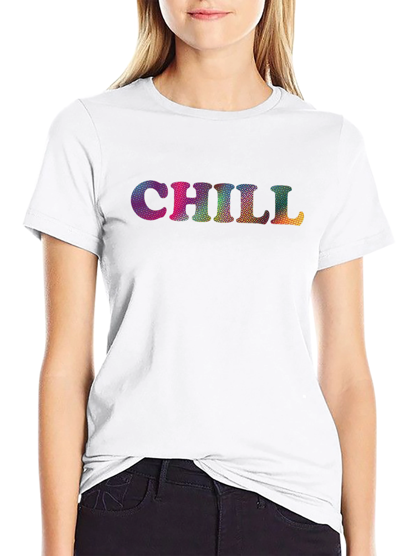 Chill T-Shirt - Vibrant Text Graphic Black Tee