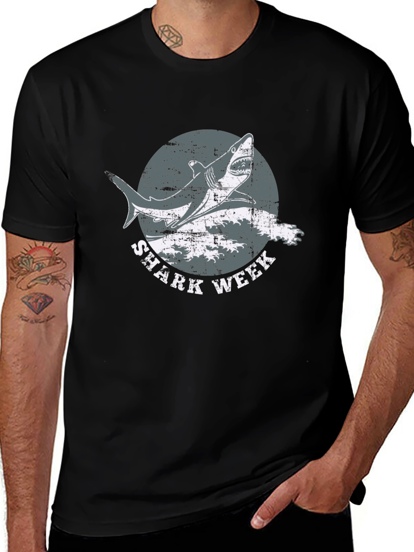 Shark Week Black Graphic T-Shirt