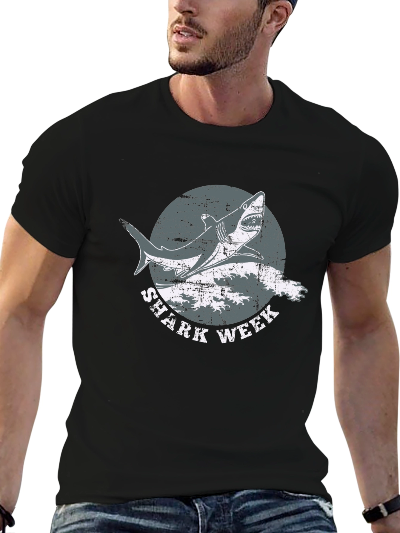 Shark Week Black Graphic T-Shirt