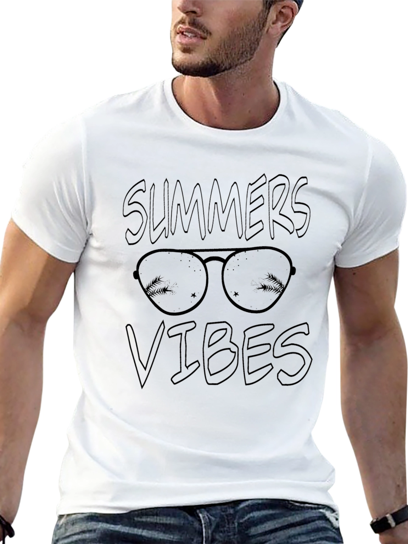 Summer Vibes Black Graphic T-Shirt