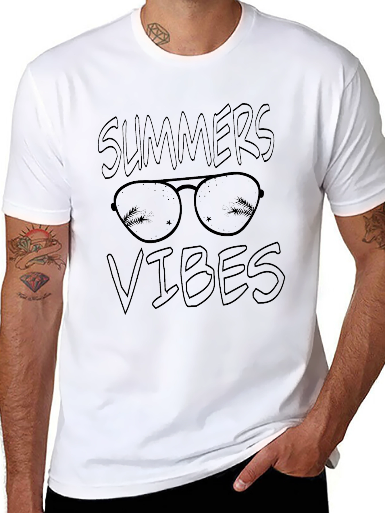 Summer Vibes Black Graphic T-Shirt