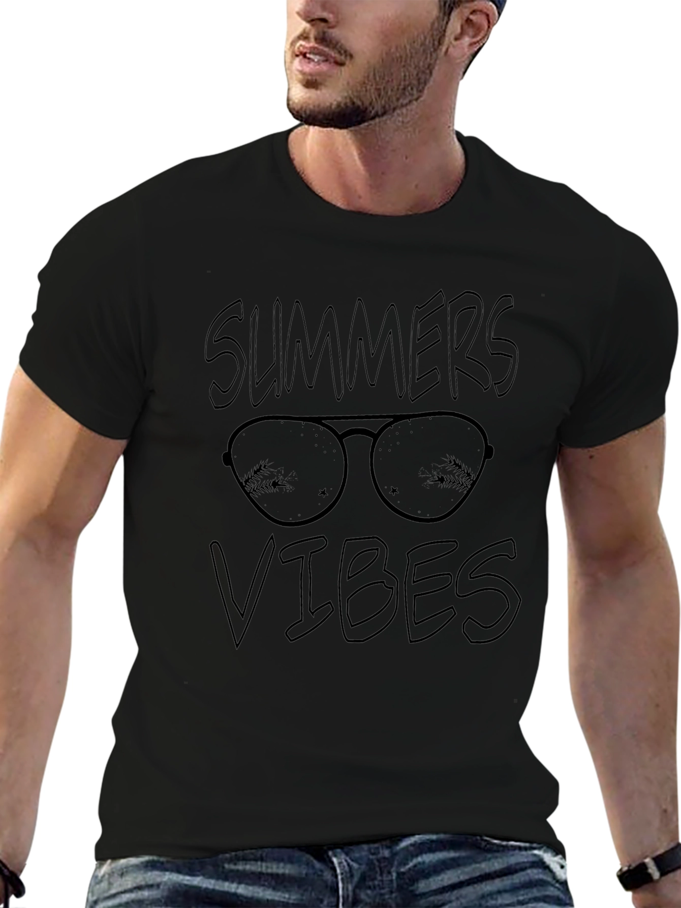 Summer Vibes Black Graphic T-Shirt