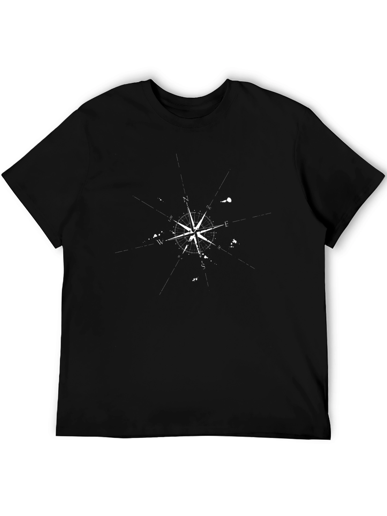 Mens Black Compass Graphic T-Shirt