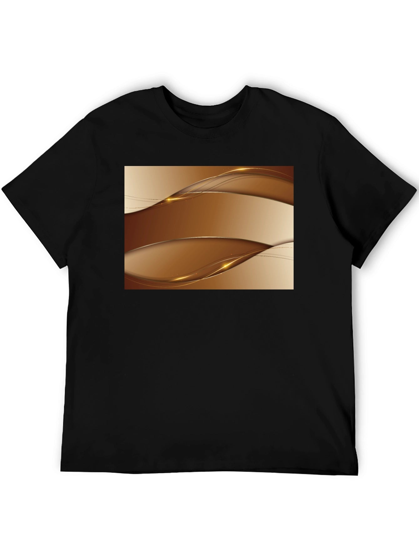 Stylish Abstract Wave Design Black T-Shirt