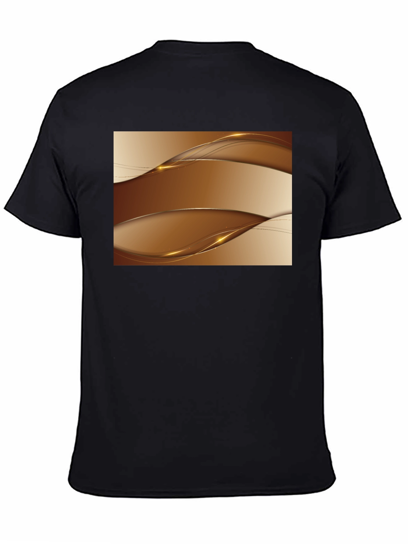 Stylish Abstract Wave Design Black T-Shirt