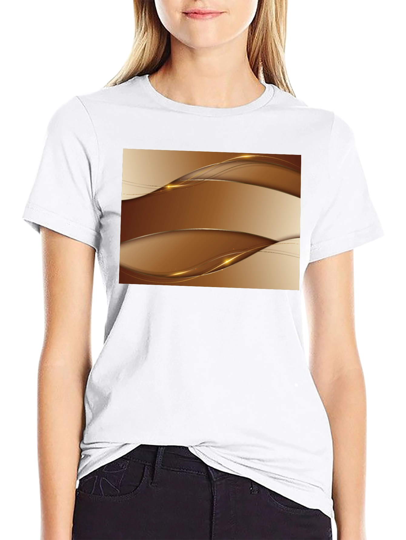 Stylish Abstract Wave Design Black T-Shirt