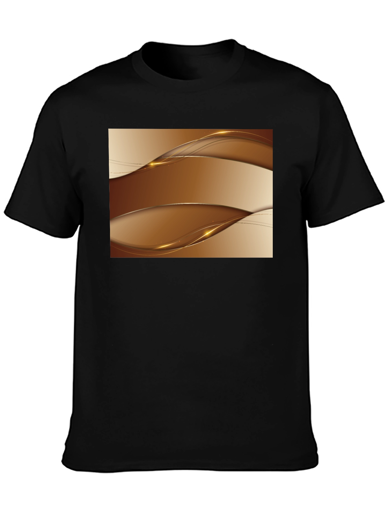 Stylish Abstract Wave Design Black T-Shirt