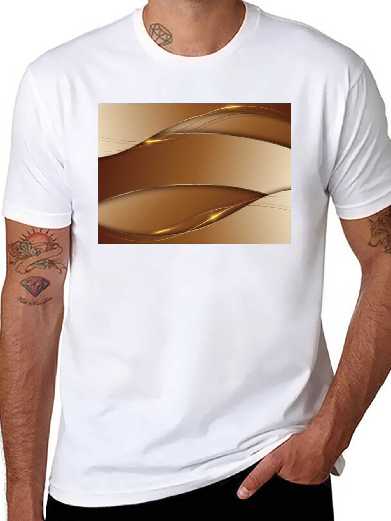 Stylish Abstract Wave Design Black T-Shirt