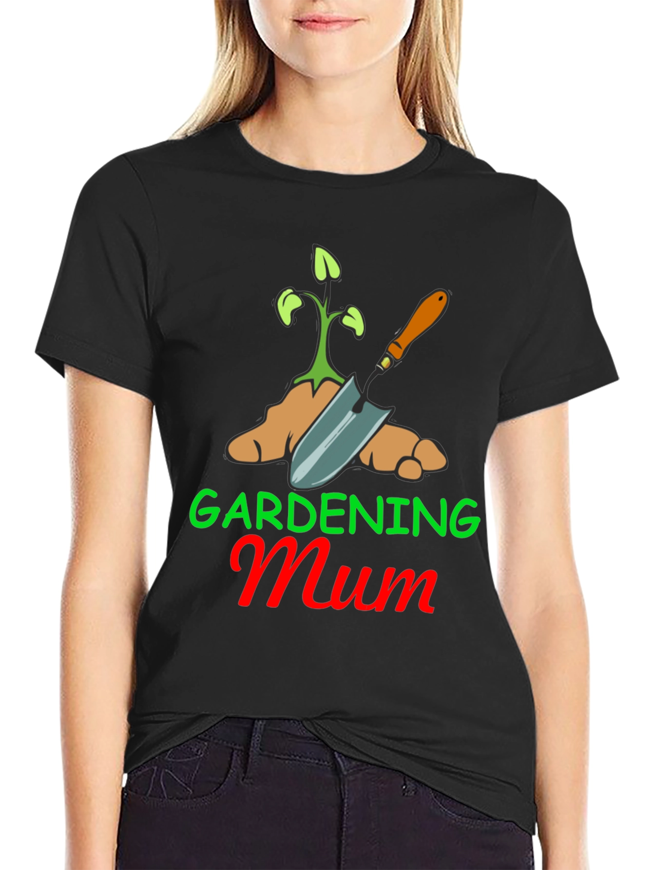 Gardening Mum T-Shirt - Black Cotton Blend