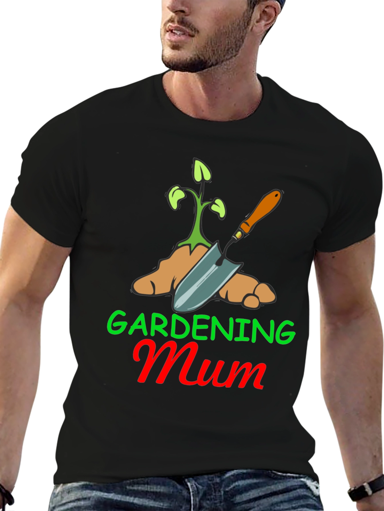 Gardening Mum T-Shirt - Black Cotton Blend