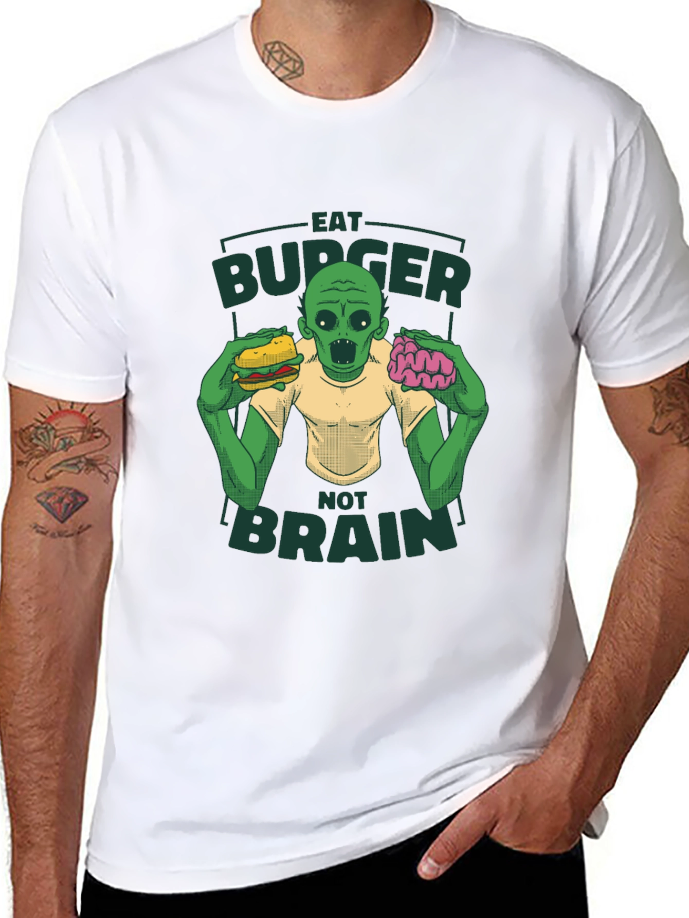 Eat Burger Not Brains Zombie T-Shirt