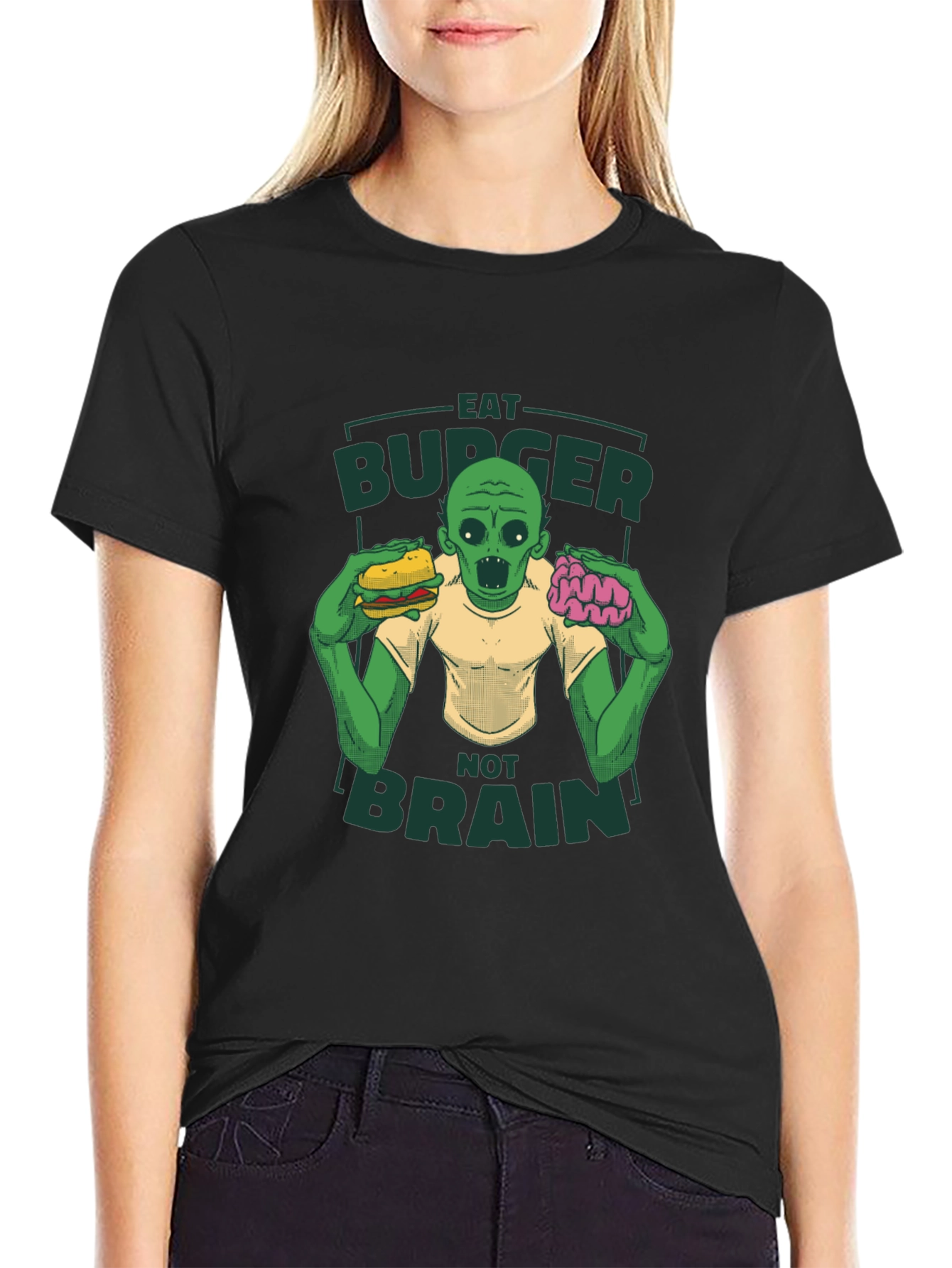 Eat Burger Not Brains Zombie T-Shirt