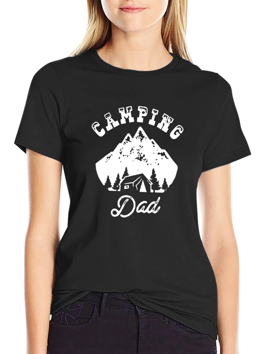 Camping Dad Graphic Tee - Black Cotton T-Shirt