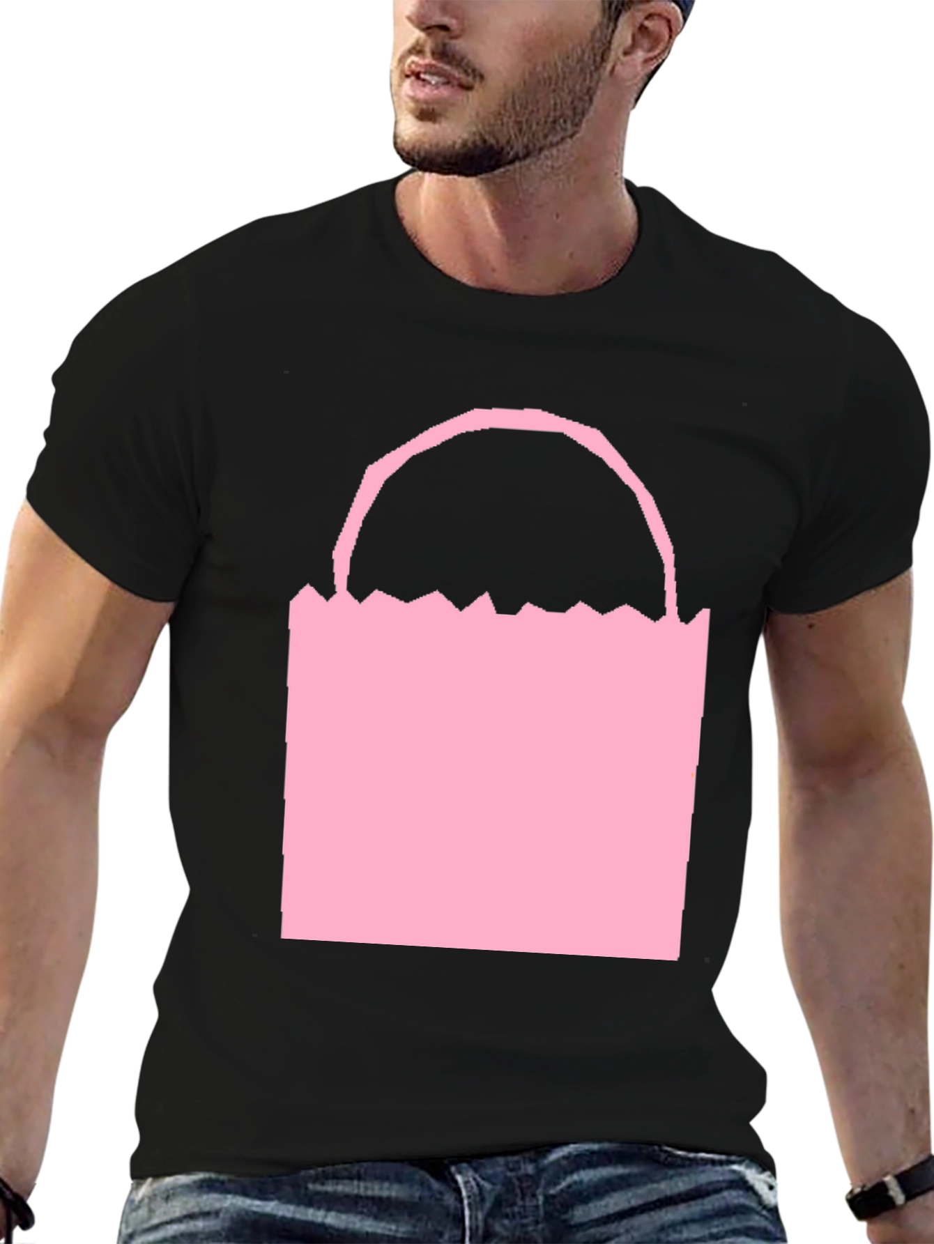 Pink Easter Basket Graphic Tee - Black