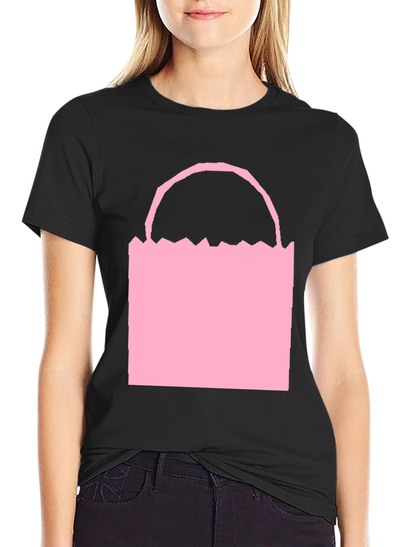 Pink Easter Basket Graphic Tee - Black