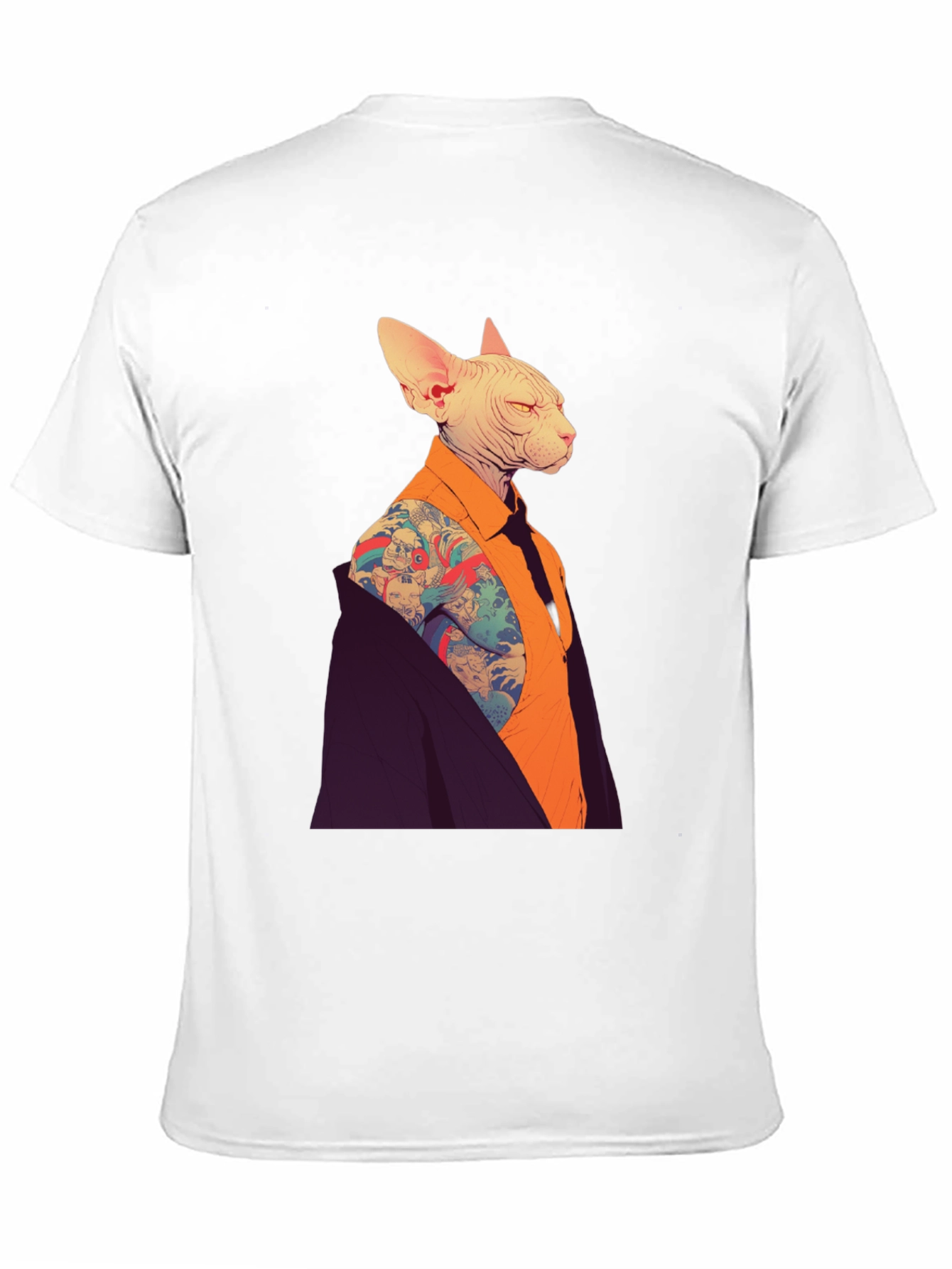 Tattooed Cat Graphic Tee - Stylish & Unique