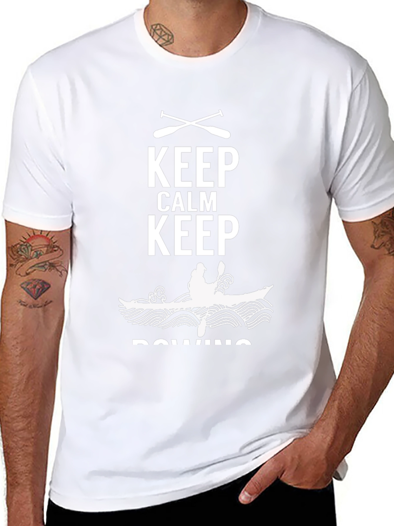 Keep Calm Keep Rowing T-Shirt - Black Paddling Design